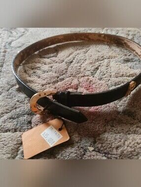 Black Women's Equestrian  Leather Blue Ribbon Belt